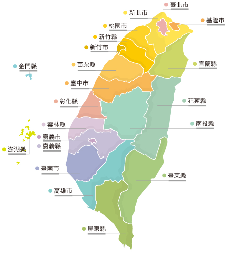 台灣地區分布圖